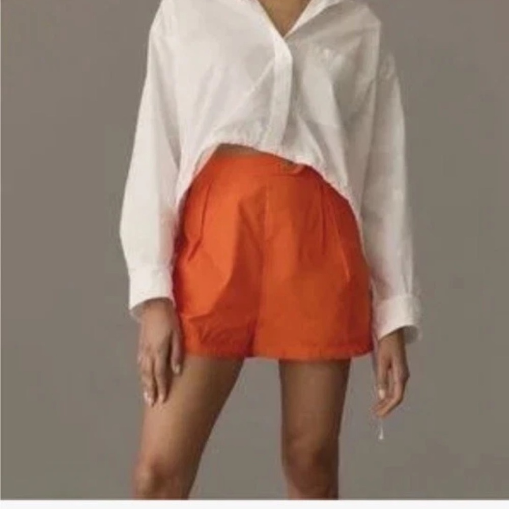 Anthropologie Orange High Waist Shorts - Picture 2 of 8